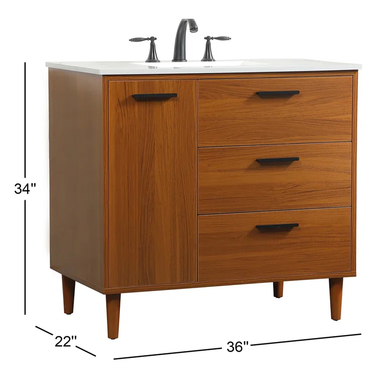 Burnie 36'' Single Bathroom Vanity with Engineered Marble Top