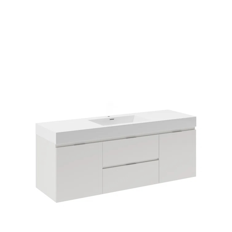 Valencia 60" Wall Mount Single Sink Bathroom Vanity with Top and Sink (Faucet Not Included)