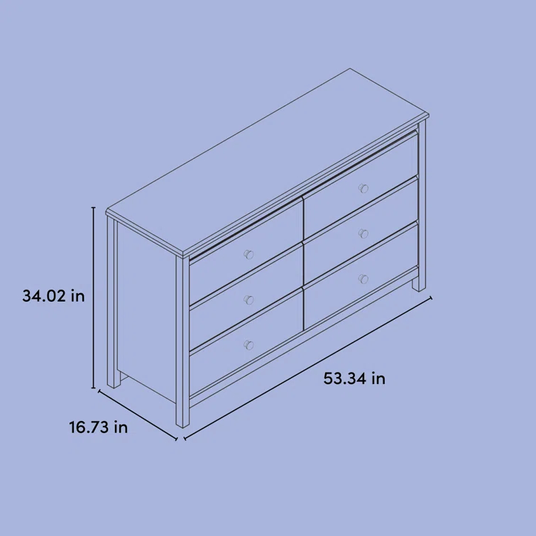 Alpine 6 Drawer Double Dresser