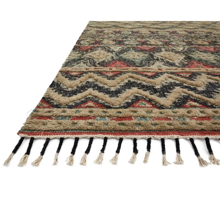 Hand-Knotted Indigo Wool-Cotton Blend Rectangular Rug