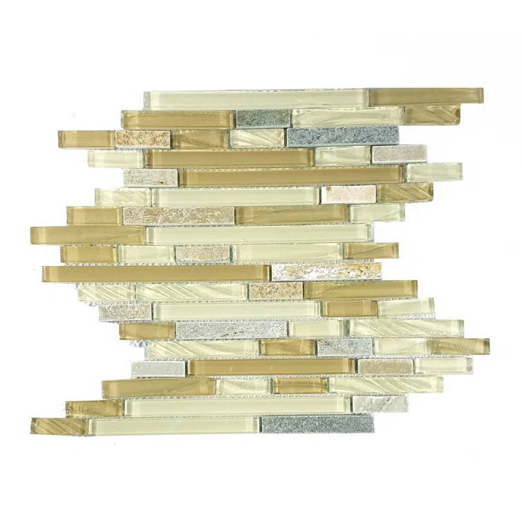 New Era 12 in. x 12 in. Glass & Stone Straight Edge Linear Mosaic Wall & Pool Tile