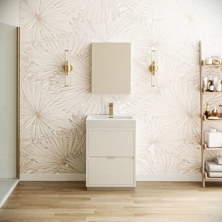 Fresca Valencia 24" Freestanding Single Sink Bathroom Vanity Set w/ Medicine Cabinet (Faucet Not Included)