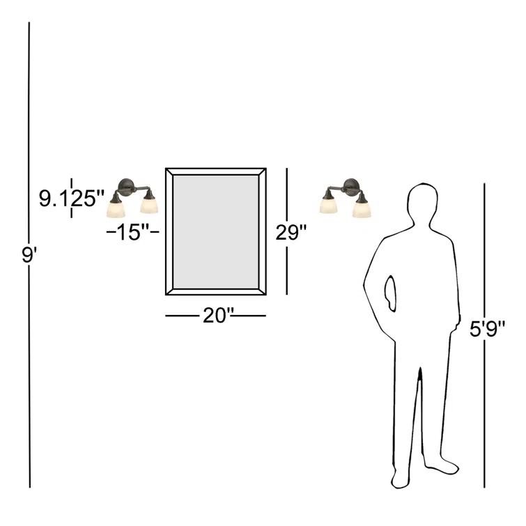 Devonshire 2 Light Indoor Bathroom Vanity Light Fixture, Position Facing Up or Down, UL Listed