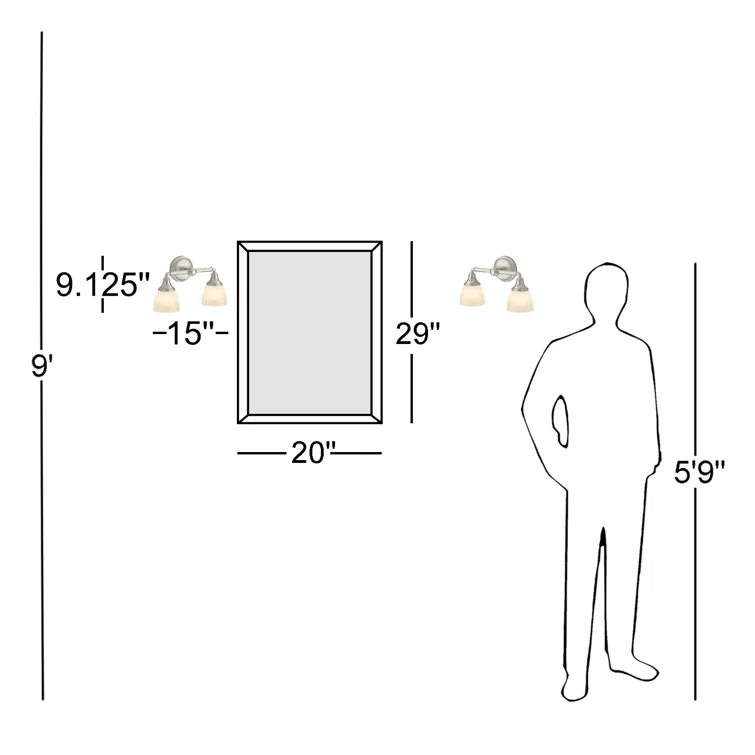 Devonshire 2 Light Indoor Bathroom Vanity Light Fixture, Position Facing Up or Down, UL Listed