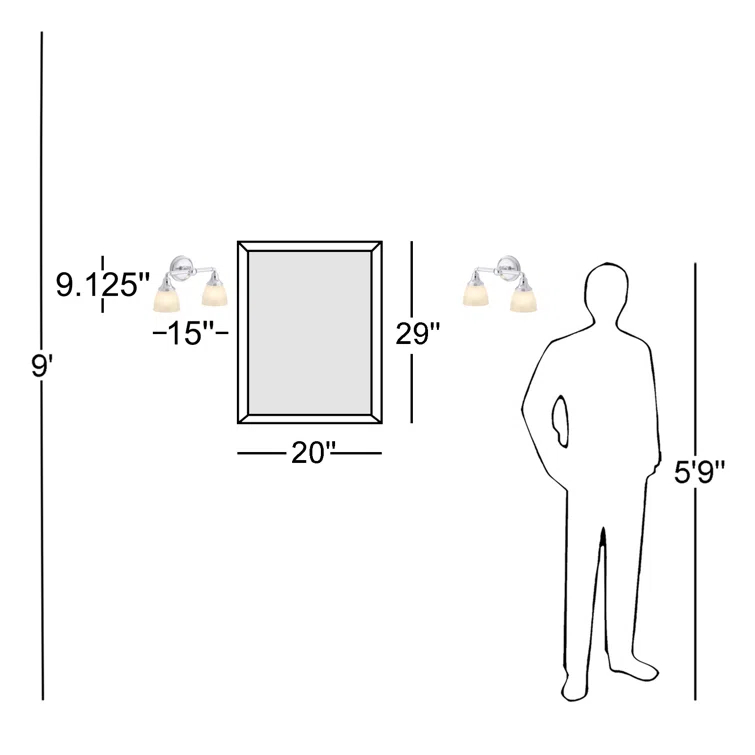 Devonshire 2 Light Indoor Bathroom Vanity Light Fixture, Position Facing Up or Down, UL Listed