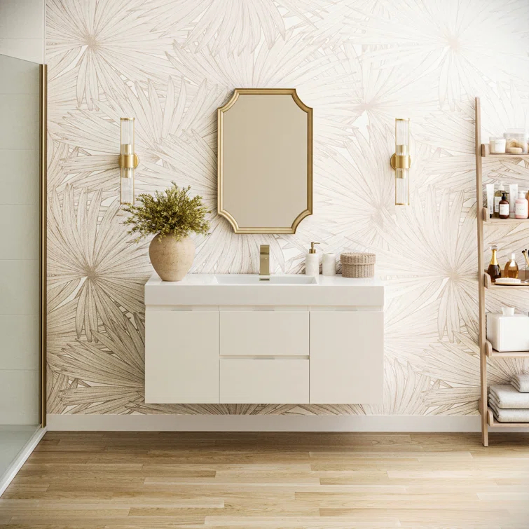 Valencia 48" Wall Mount Single Sink Bathroom Vanity with Top and Sink (Faucet Not Included)
