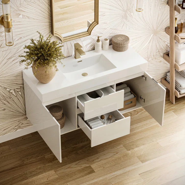 Valencia 48" Wall Mount Single Sink Bathroom Vanity with Top and Sink (Faucet Not Included)