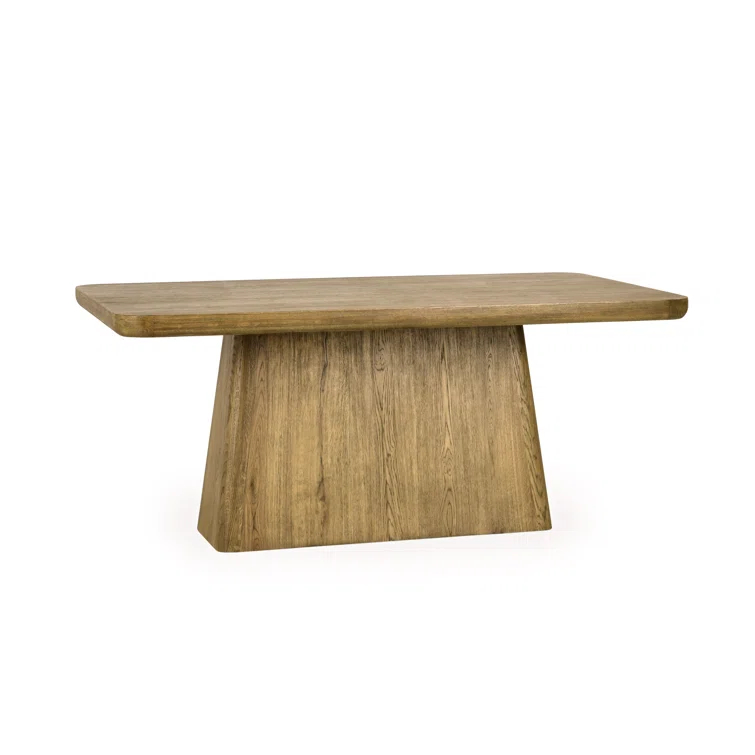 Light Brown Oak Wood Rectangular Dining Table