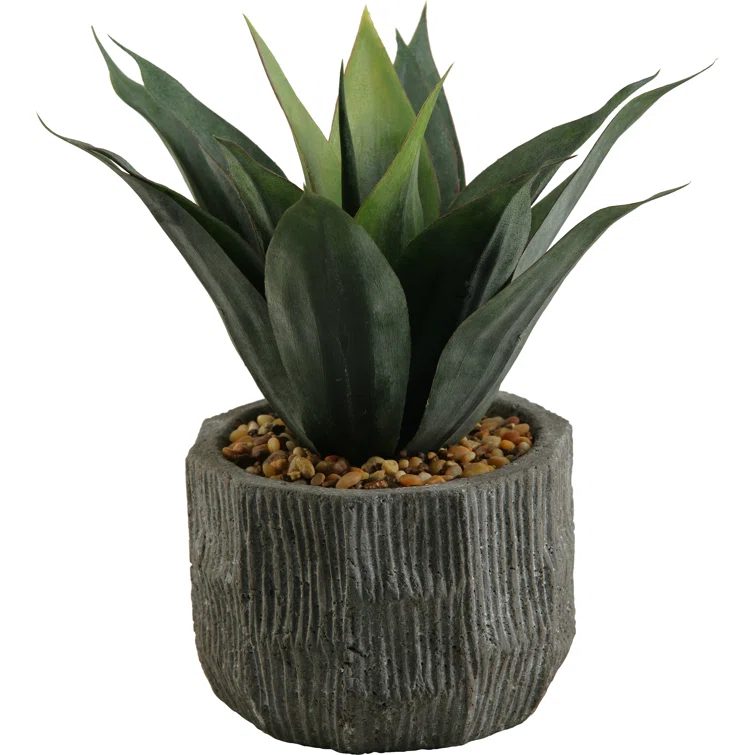 D&W Silks Red/Green Agave Plant in Ceramic Planter