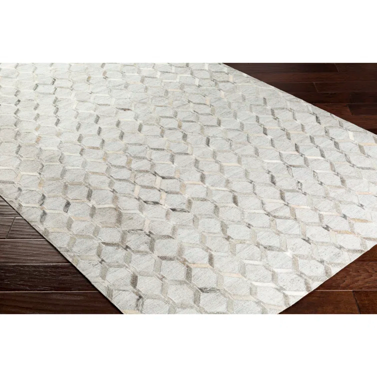 Gray Geometric Handmade Viscose and Cotton Area Rug 8' x 10'