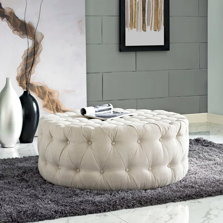 Modway Copper Grove Harrison Blue Amour Fabric Ottoman
