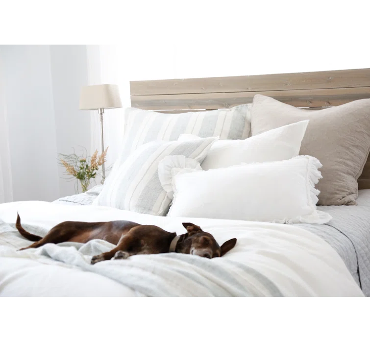 Laguna Linen Pillow by Pom Pom at Home - Ocean / 20" x 20" / Down