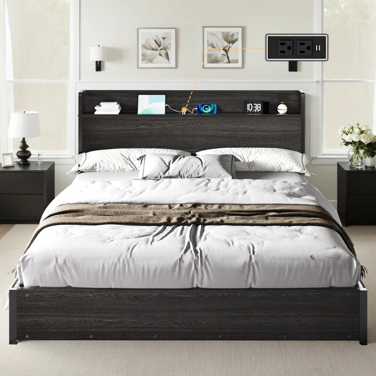 Shila Lift Up Storage Bed Frame & Charging Station