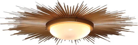 Sunburst Gold and Frosted Glass 2-Light Flush Mount