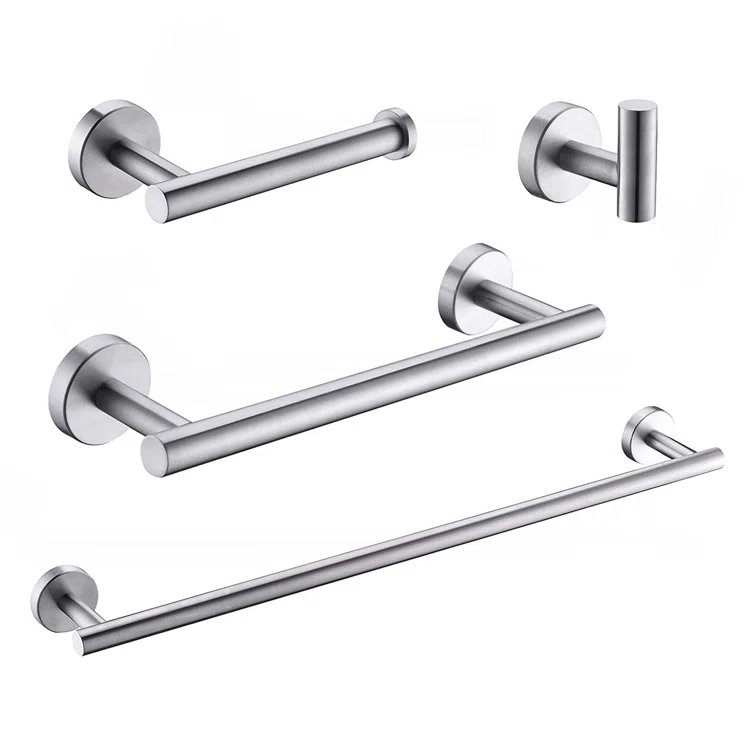 4-Pieces Bathroom Accessories Set, Stainless Steel Bathroom Hardware Set, Bath Towel Bar Set, Towel Racks For Bathroom Wall Mounted.