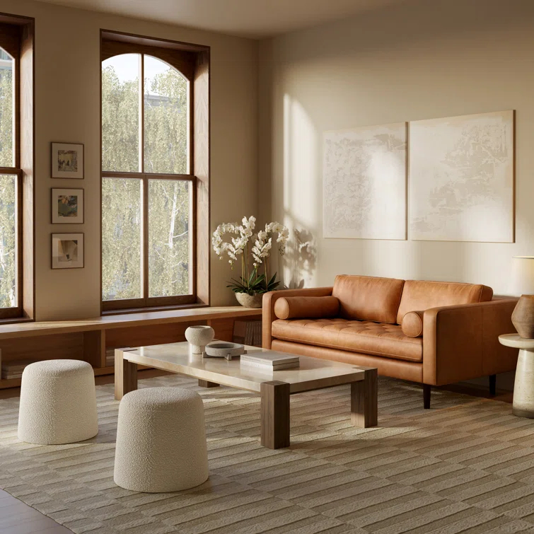 Napa 72'' Full-Grain Genuine Italian Leather Sofa