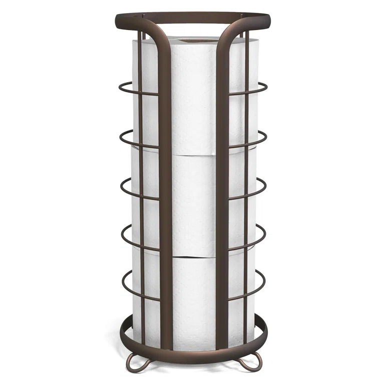 BROOKSTONE, Bronze Toilet Paper Holder, Freestanding Bathroom Tissue Organizer, Minimalistic Storage Solution, Modern & Stylish Design [Holds MEGA Rolls]