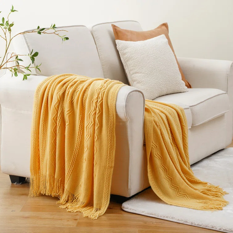 Throw Blanket For Couch, Solid Throw Blanket For Home Decor, Knit Throw Blankets For Bed, 50"X60"