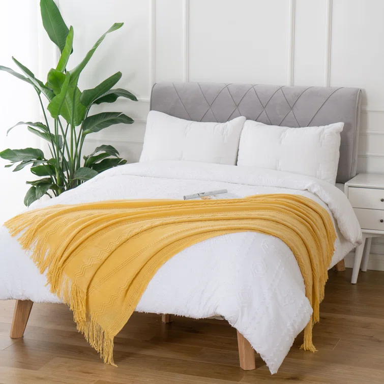 Throw Blanket For Couch, Solid Throw Blanket For Home Decor, Knit Throw Blankets For Bed, 50"X60"
