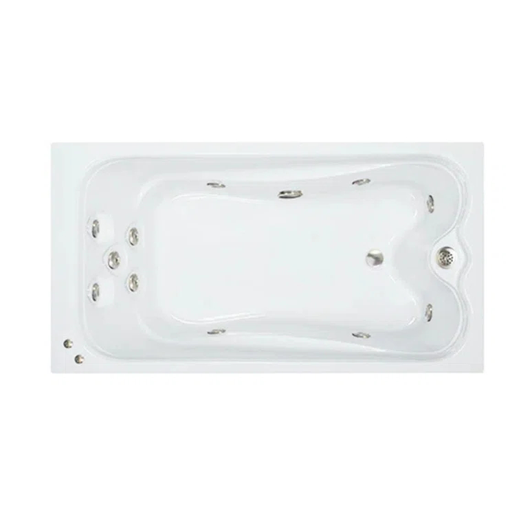 66 In. X 36 In. Elite Series Drop in Whirlpool Acrylic Bathtub with Reversible Drain in White