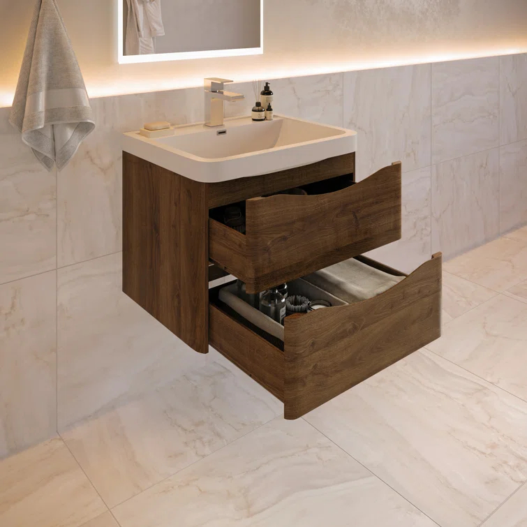 Tuscany 24" Wall Mount Modern Bathroom Vanity with Integrated Single Sink - Faucet Not Included
