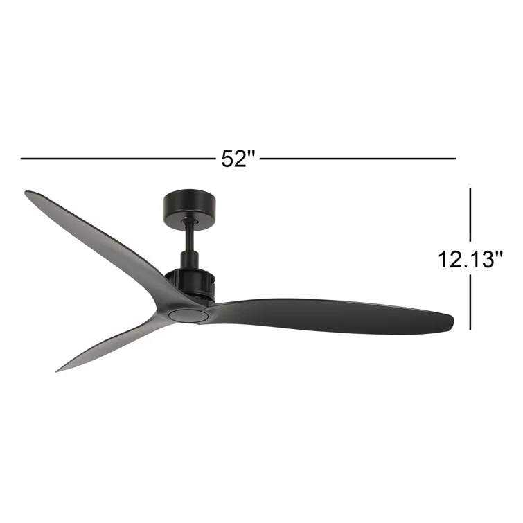 52" Zelda 3 - Blade Standard Ceiling Fan with Remote Control
