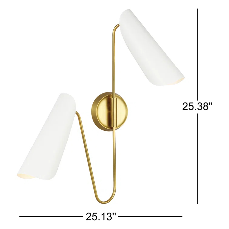 Tresa Matte White and Burnished Brass Cone Wall Sconce