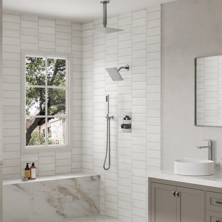 EVERSTEIN Thermostatic Rainfall Shower Faucet, 12-Inch High-Pressure Dual Showerheads System with Rough-In Valve SFS1007-NK12