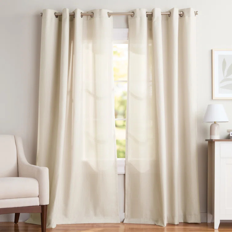 Loha GT Aaliyah Solid Color Semi-Sheer Grommet Curtain Panels