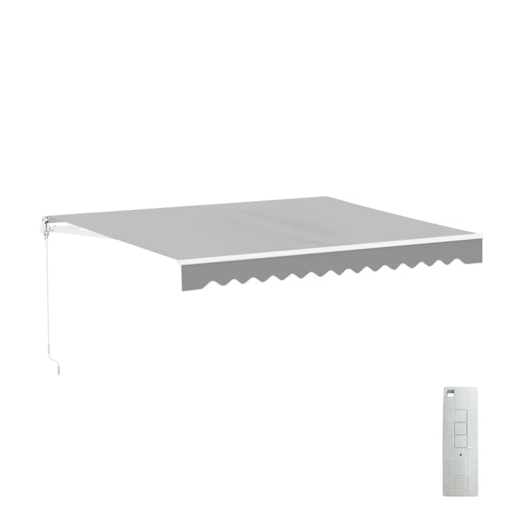 ALEKO Motorized Retractable Outdoor Awning with White Frame