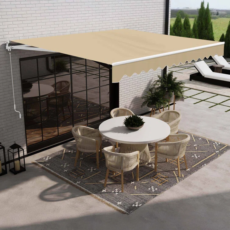 Retractable Patio Awning - White Frame