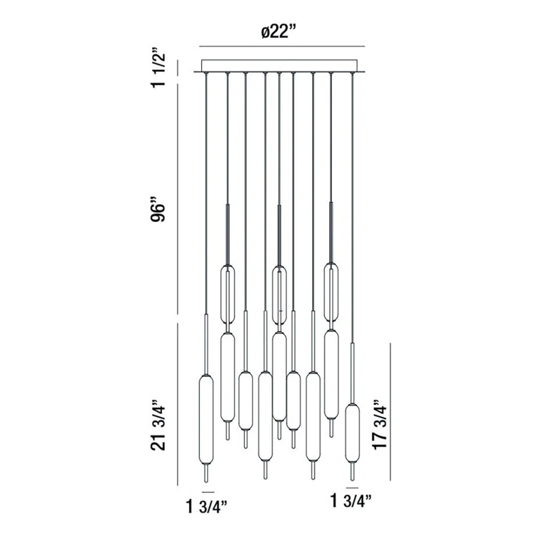 12 - Light Dimmable LED Round / Oval Chandelier