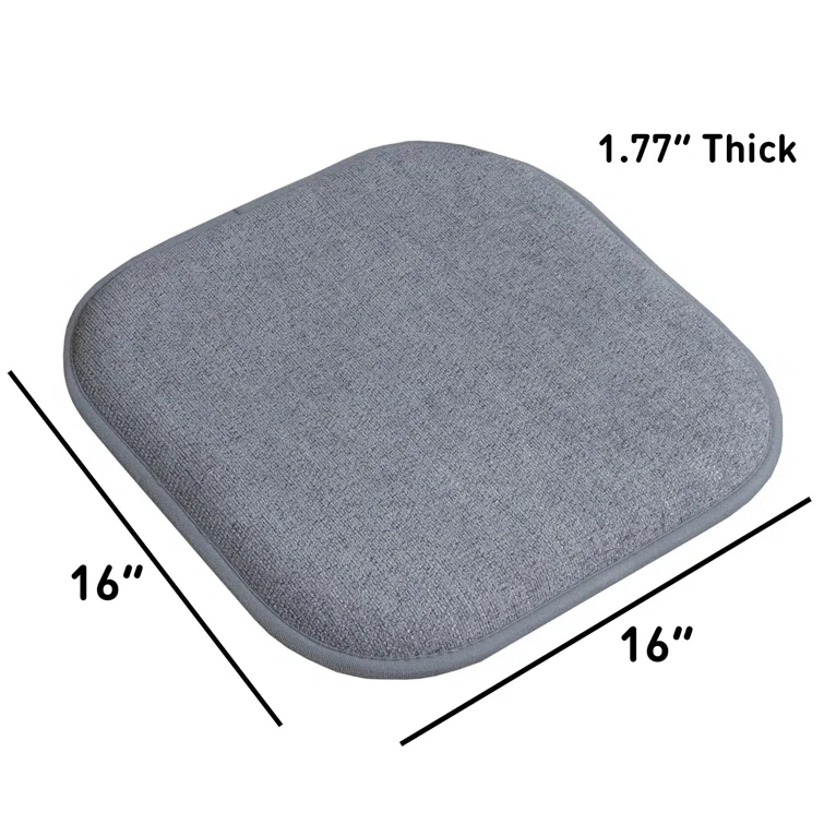 Alexis Memory Foam No Slip Back 16" x 16" Chair Pad Cushion