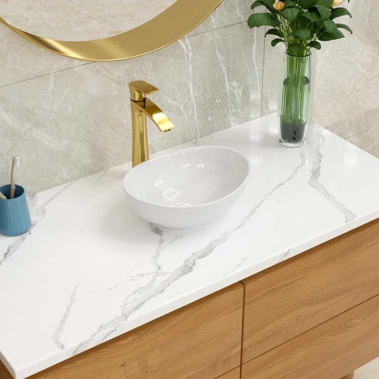 16" x 13" Oval Vessel Bathroom Sink White Bathroom Sink Ceramic Above Counter Sink Egg Shape Bowl