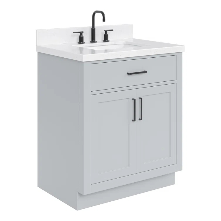 Tidworth 30.25'' Single Bathroom Vanity with Carrara Quartz Top