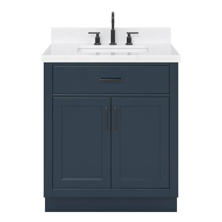 Tidworth 30.25'' Single Bathroom Vanity with Carrara Quartz Top