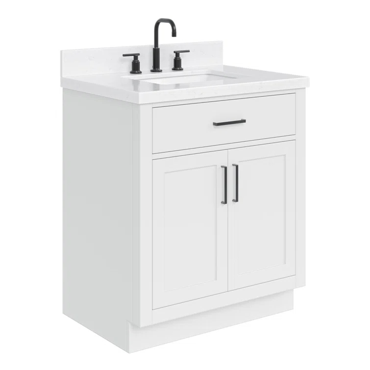 Tidworth 30.25'' Single Bathroom Vanity with Carrara Quartz Top