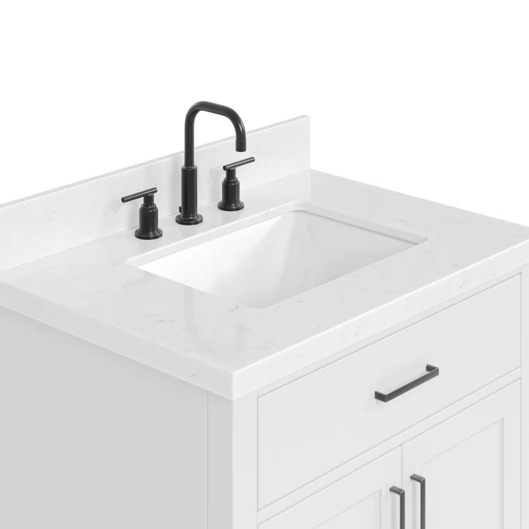 Tidworth 30.25'' Single Bathroom Vanity with Carrara Quartz Top