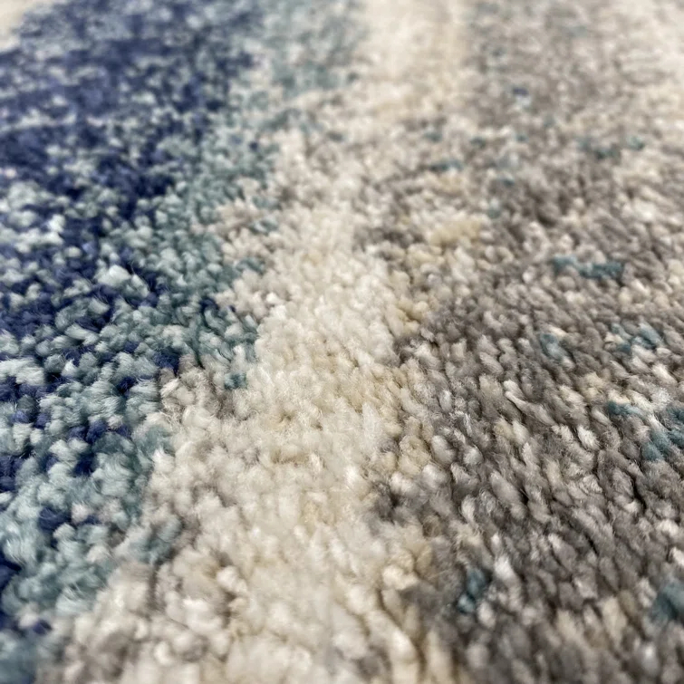 Abstract Blue/Beige/Gray Area Rug