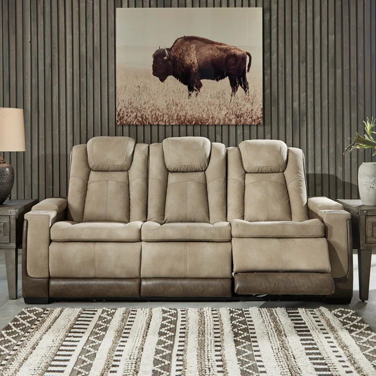 86'' Faux Leather Power Reclining Sofa