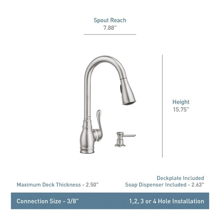 Moen Anabelle Single Handle Deck-mount Pull-down Kitchen Faucet with Sprayer ( Deck Plate Included ) (Soap Dispenser Included)