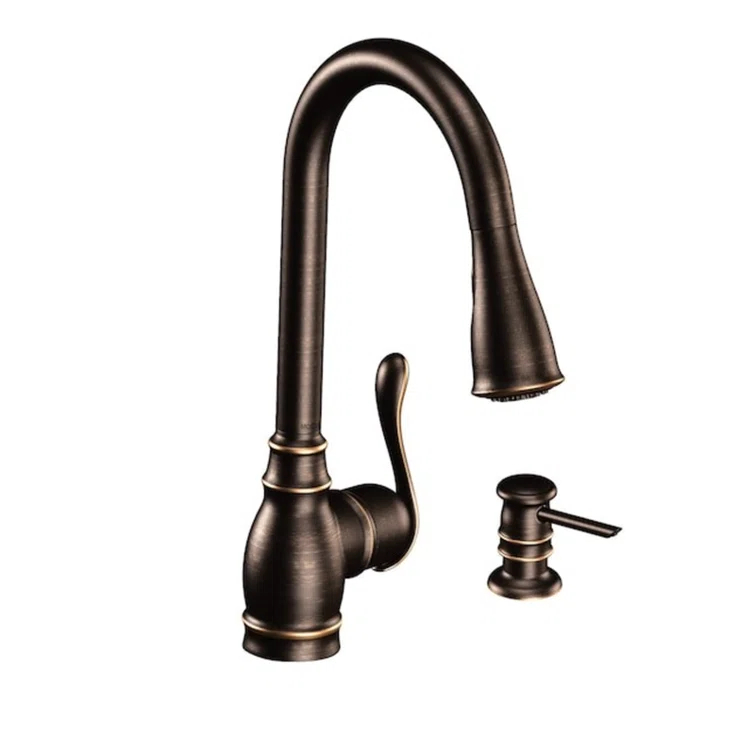 Moen Anabelle Single Handle Deck-mount Pull-down Kitchen Faucet with Sprayer ( Deck Plate Included ) (Soap Dispenser Included)