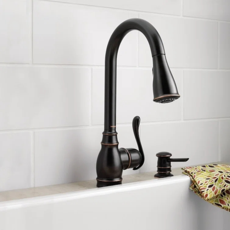 Moen Anabelle Single Handle Deck-mount Pull-down Kitchen Faucet with Sprayer ( Deck Plate Included ) (Soap Dispenser Included)