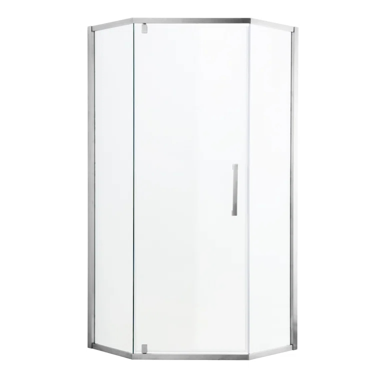 Audiohome Shower Door 34-1/8" X 72" Semi-Frameless Neo-Angle Hinged Shower Enclosure AHYTD-W124366340