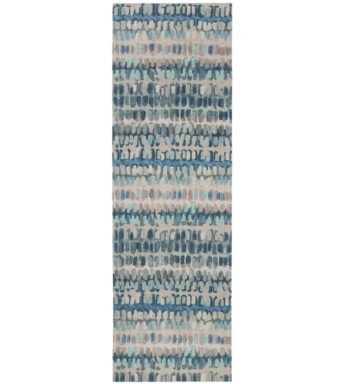 Paint Chip Abstract Hand Wool Indigo/Denim/Beige Area Rug