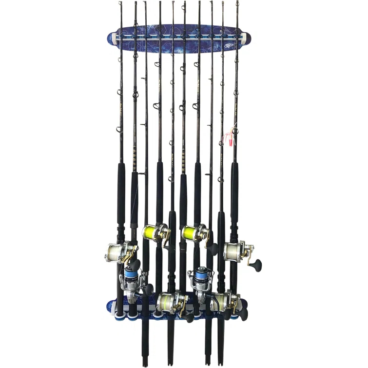 Reel Salty Saltwater 10 Rod Wall Rack - Sliding Track