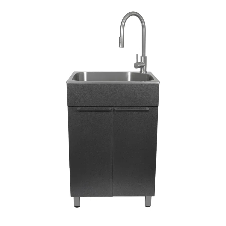 All-In-One 22" L x 18" W Free Standing Compact Laundry Sink with Faucet