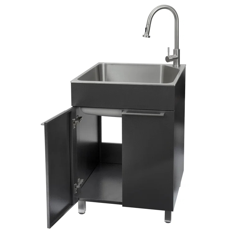 All-In-One 24.1" L x 21.3" W Free Standing Laundry Sink with Faucet