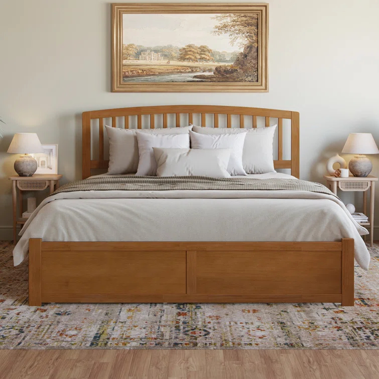 Solid Wood Platform Storage Bed