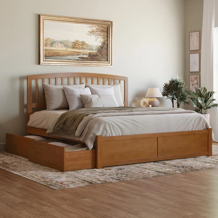 Solid Wood Platform Storage Bed